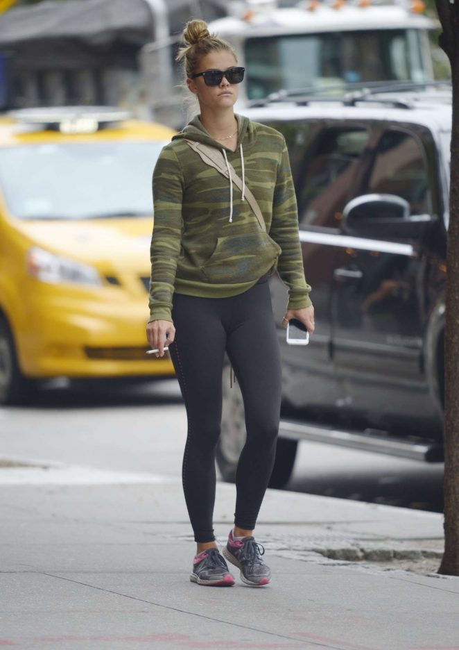 Nina Agdal in Leggings Out in New York City